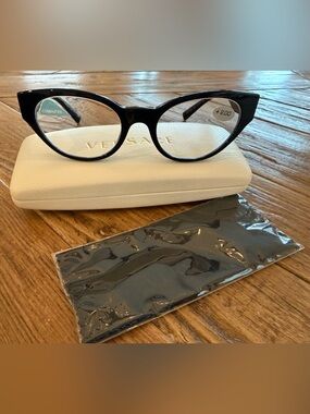 NIB Versace MOD 3282 Black Cat Eye Computer Glasses Readers +2.00 Luxury
